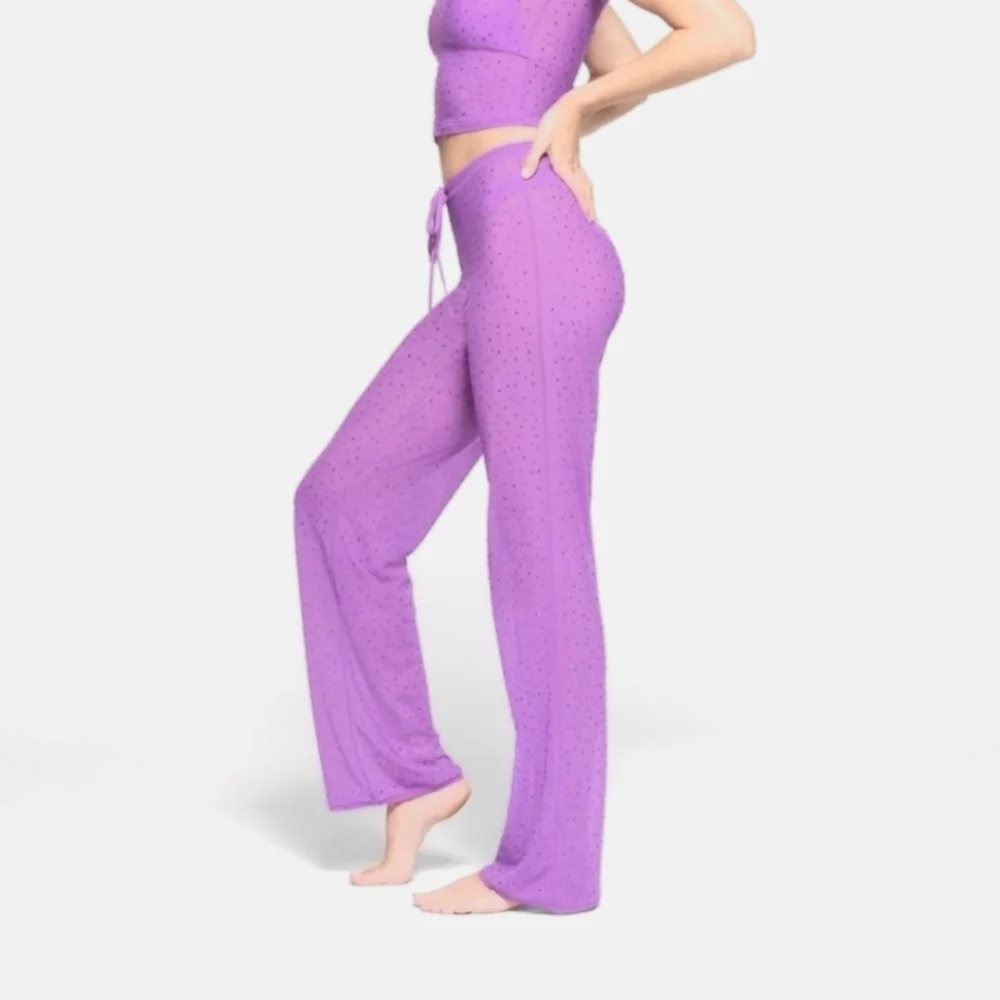 NWT Skims Mesh Rhinestone Embelished Sheer Wide Leg Swim Cover Evening Pants